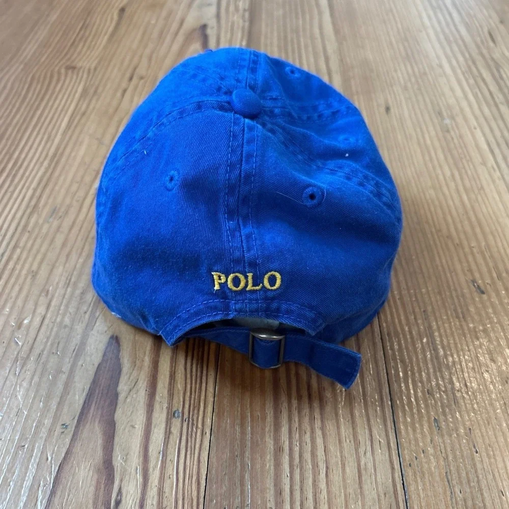 Polo Ralph Lauren Baseball Cap Kids Blue Yellow Pony Hat SIZE 4-7